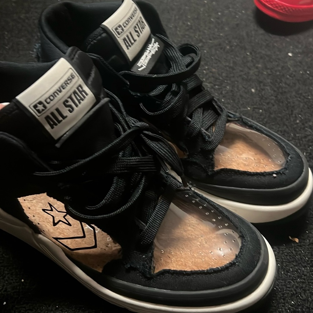 Converse all star high top clear and black sneakers